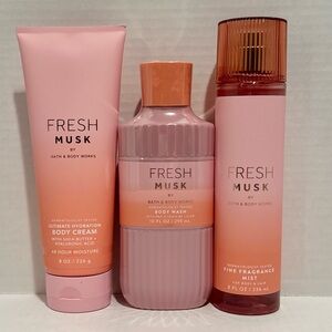 Bath & Body NEW Fresh Musk Fragrance Mist, Body Cream & Body Wash
